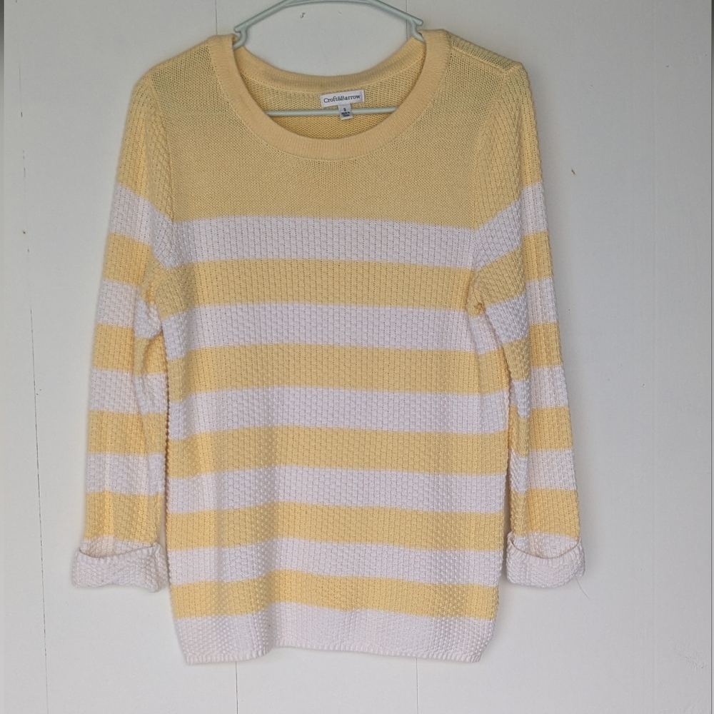 Chaps Women's Yellow and White Striped Sweater
